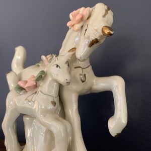 Vintage Porcelain Unicorn Mother Daughter Pair